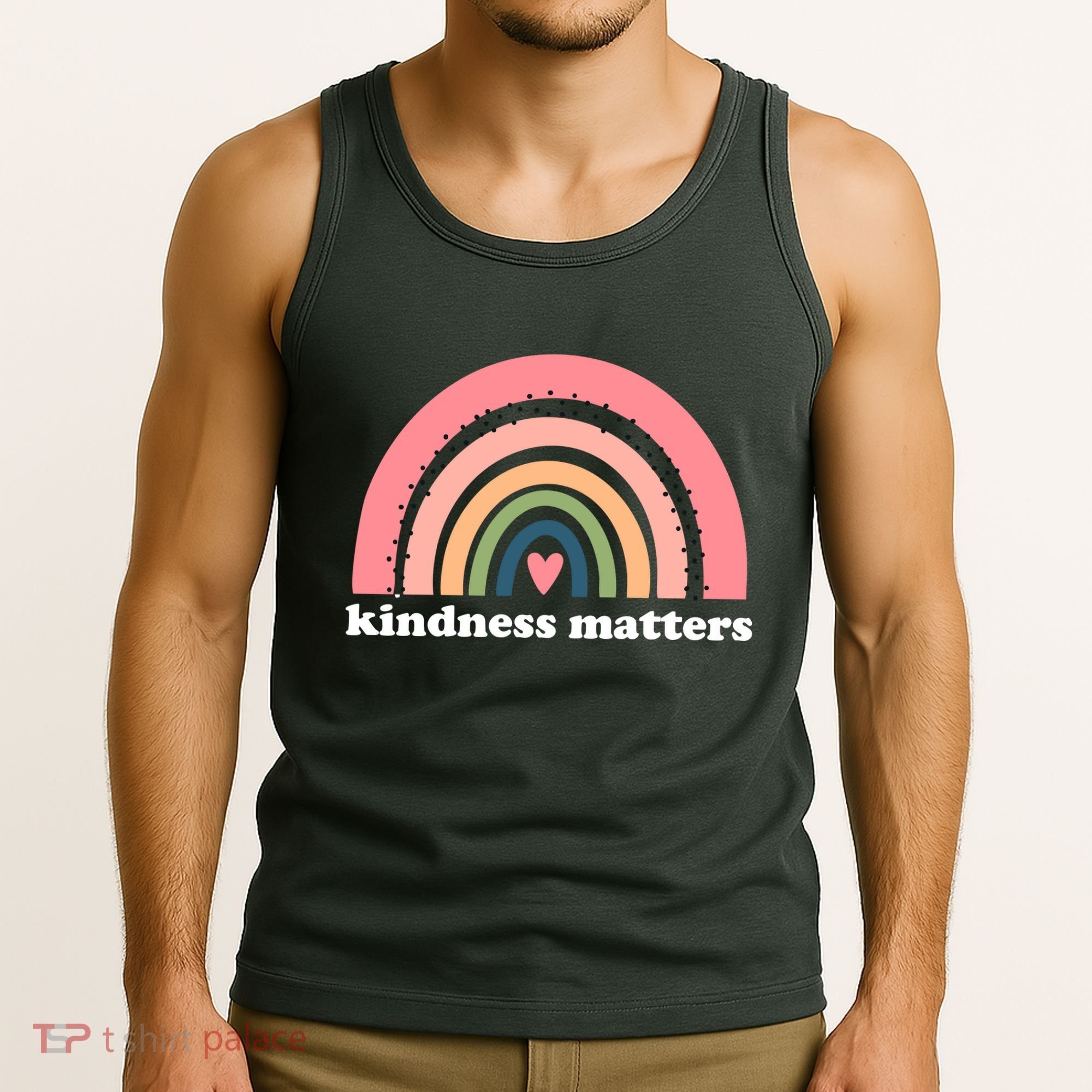 Kindness Matters Rainbow Heart Tank Top