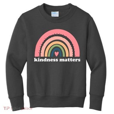 Kindness Matters Rainbow Heart Kids Sweatshirt
