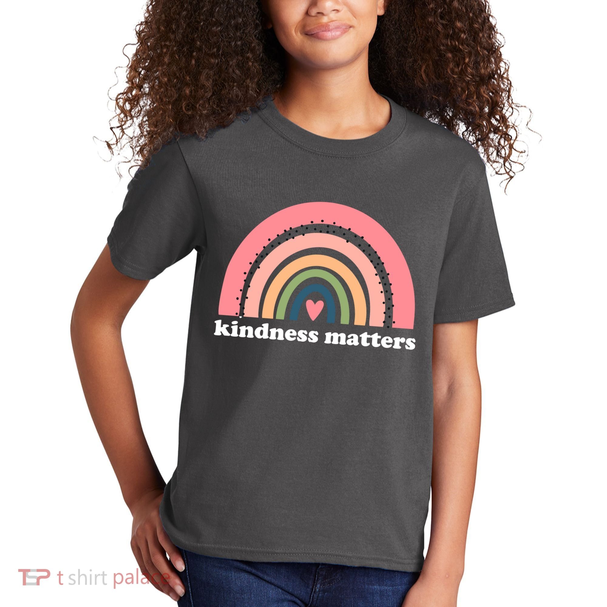 Kindness Matters Rainbow Heart Kids T-Shirt