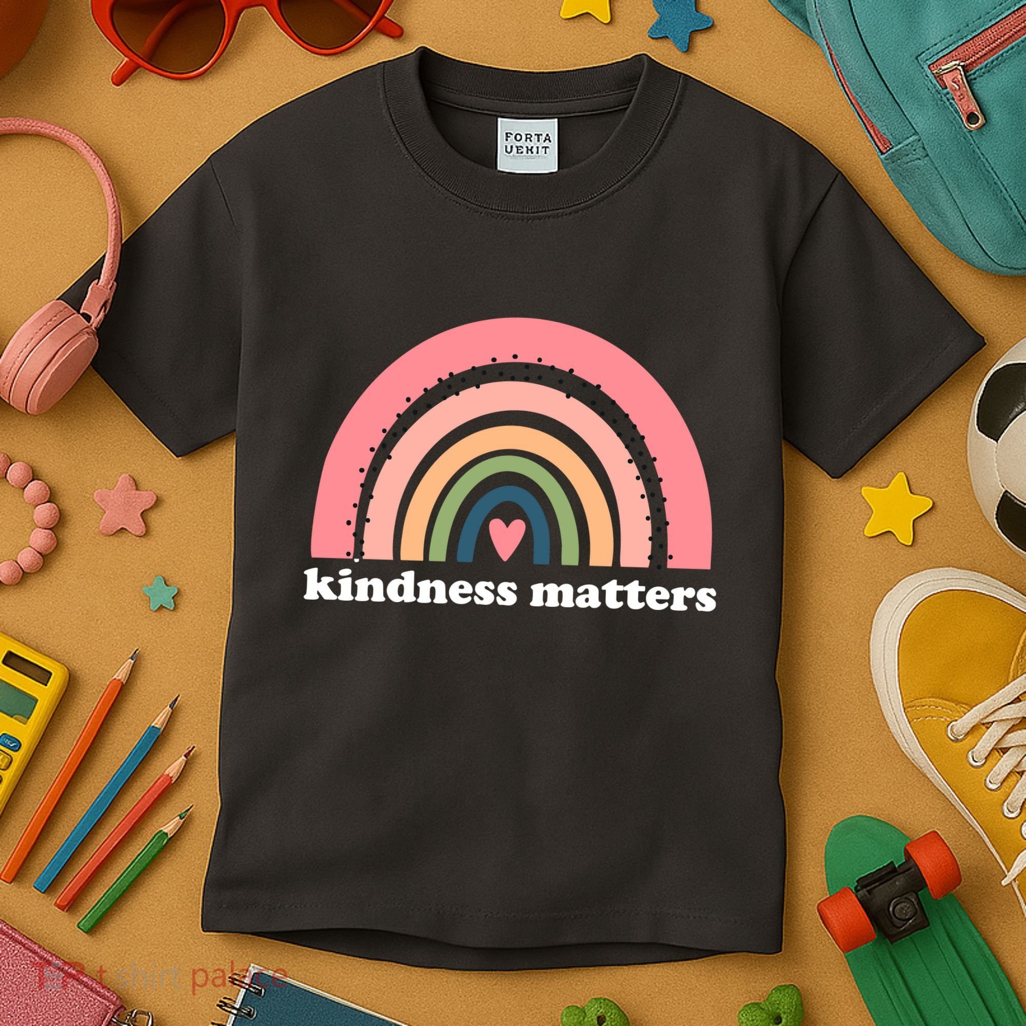 Kindness Matters Rainbow Heart Kids T-Shirt