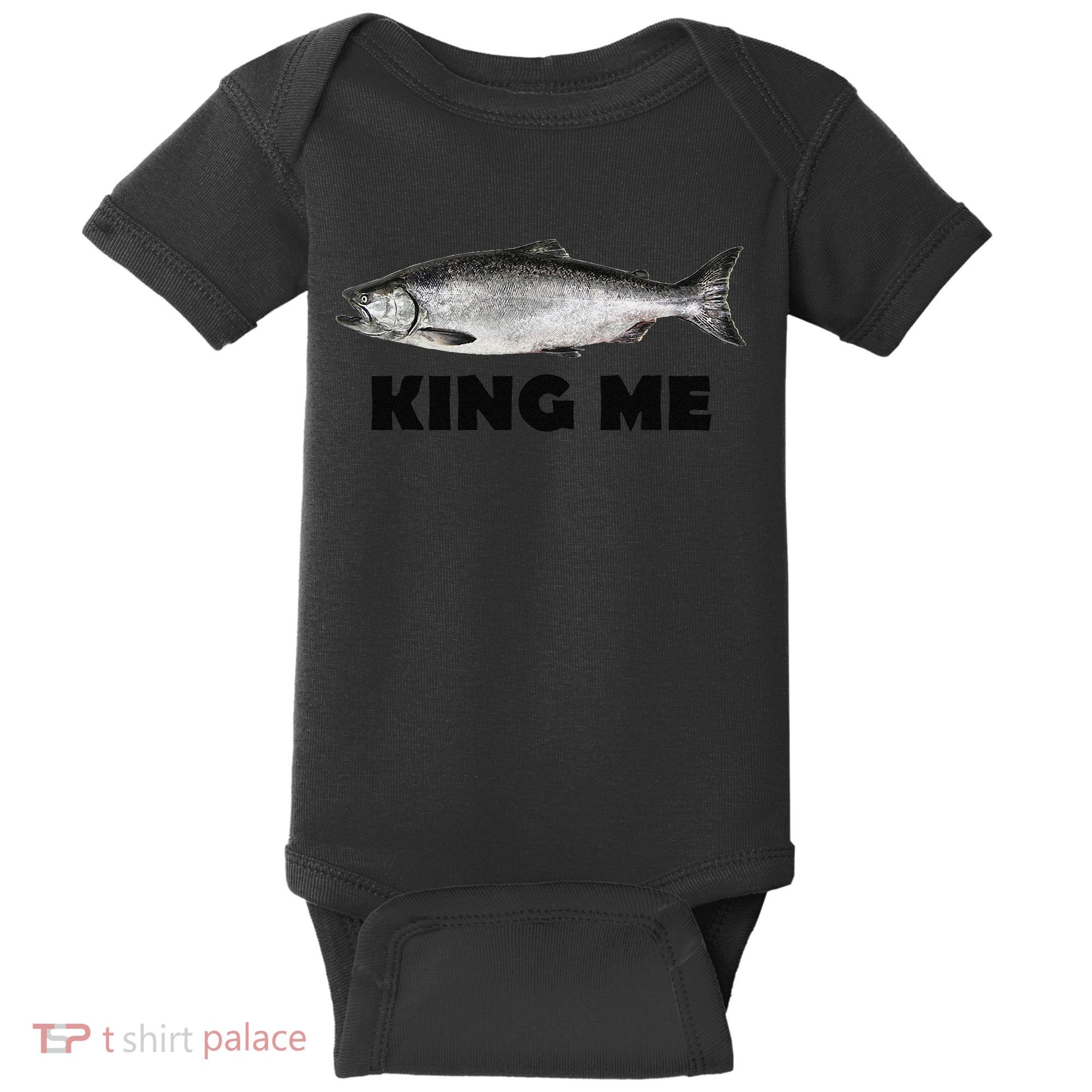 King Me Salmon Fishing Baby Bodysuit