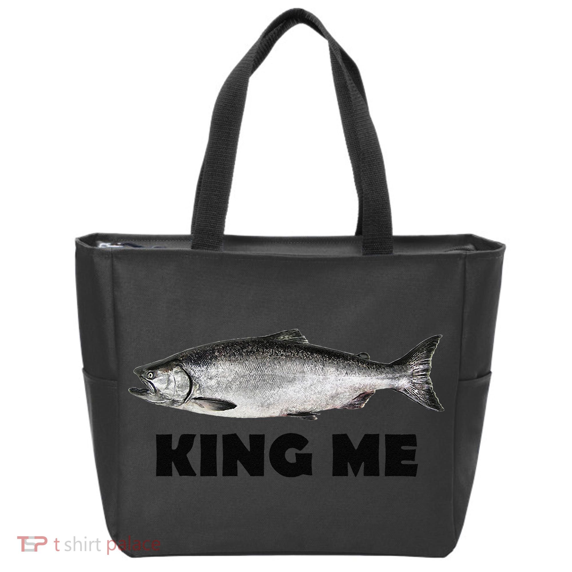 King Me Salmon Fishing Tote Bag