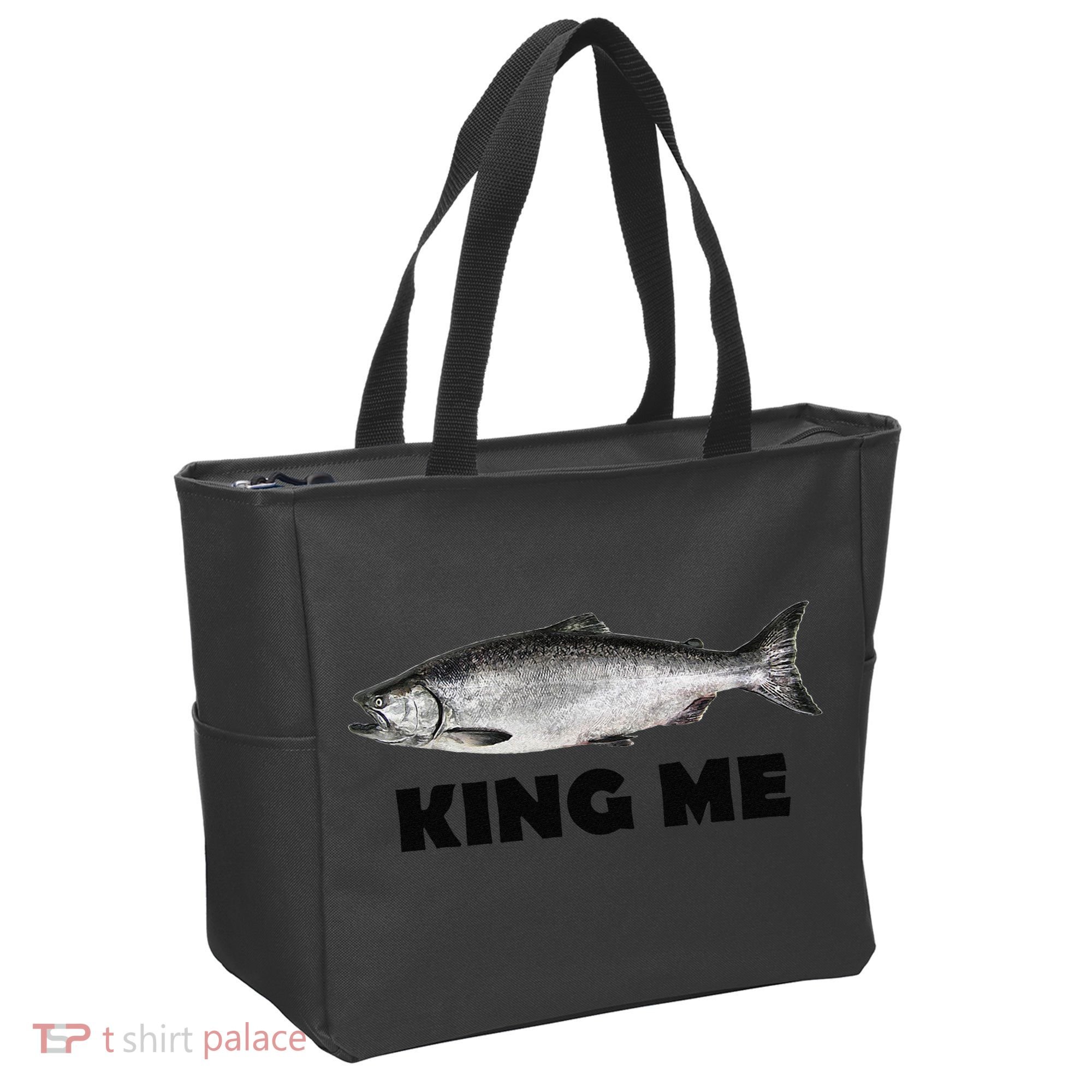 King Me Salmon Fishing Tote Bag
