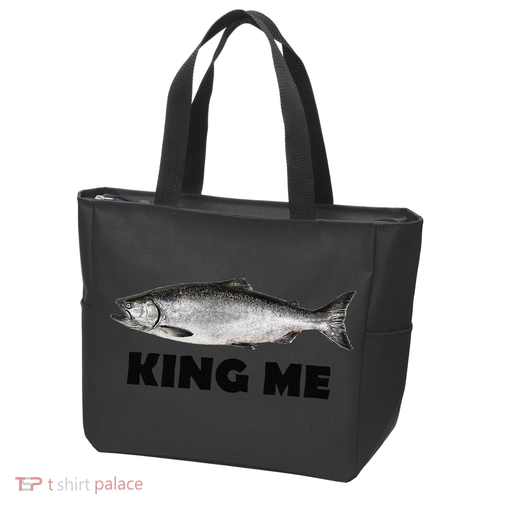 King Me Salmon Fishing Tote Bag