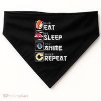 Kawaii Manga Sushi Eat Sleep Anime Repeat Cute Anime USA-Made Doggie Bandana thumb 0
