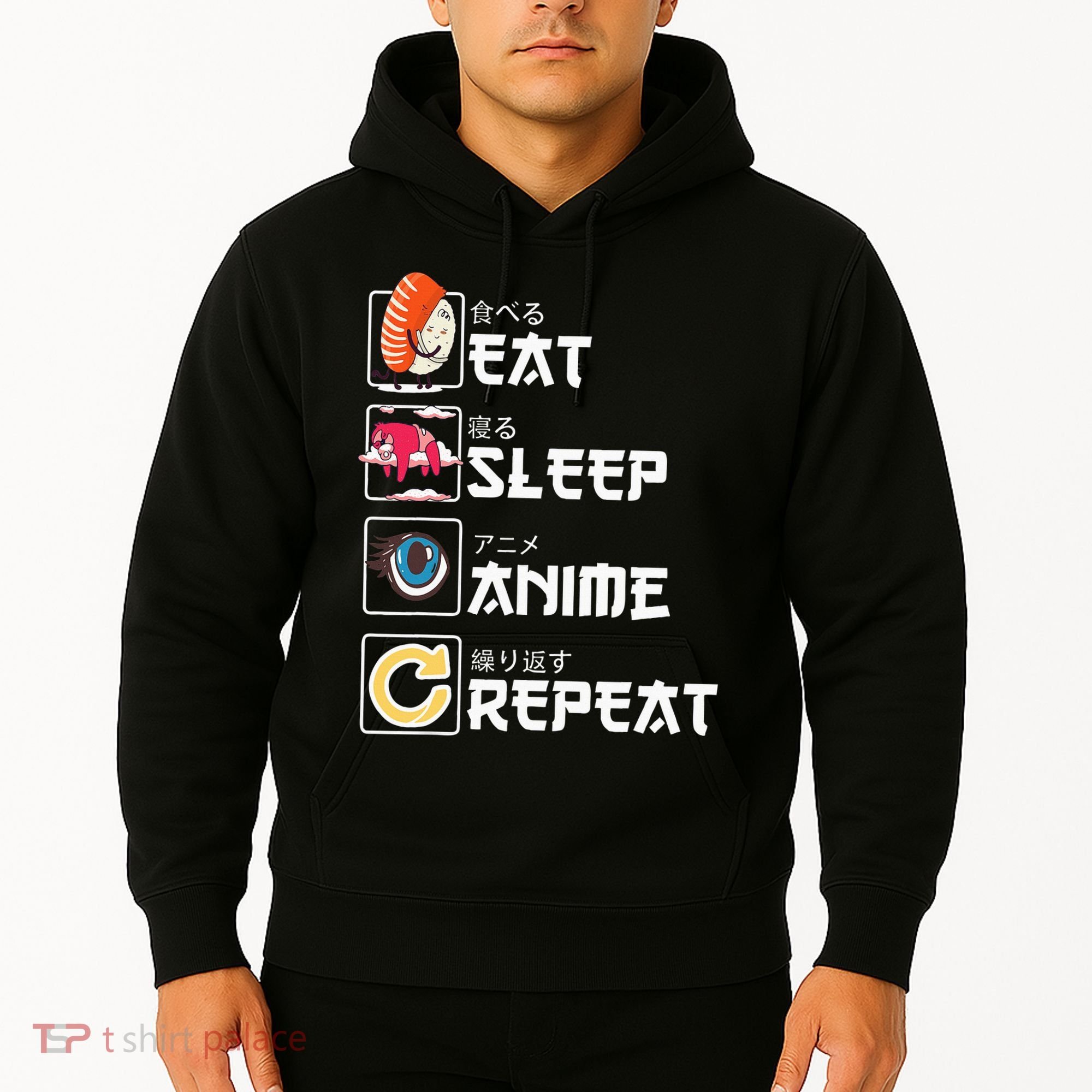 Kawaii Manga Sushi Eat Sleep Anime Repeat Cute Anime Hoodie