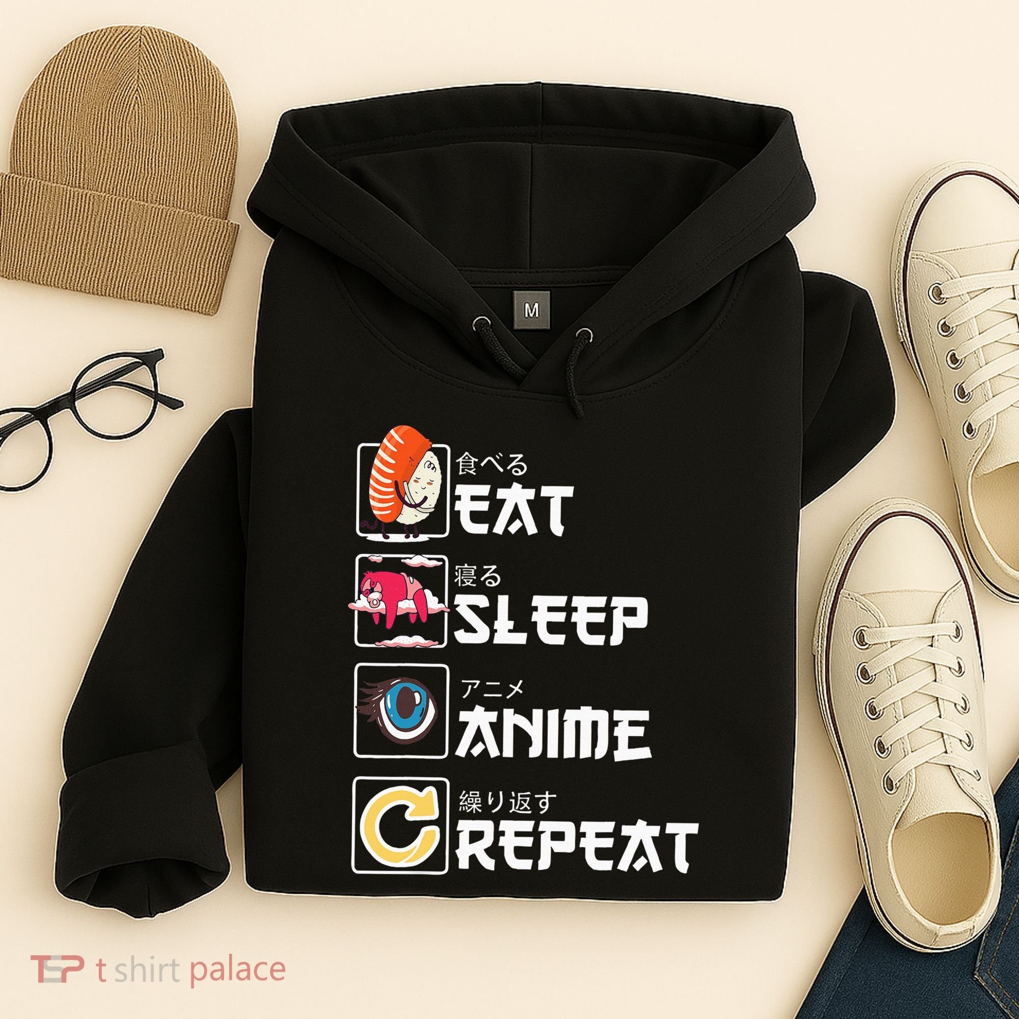 Kawaii Manga Sushi Eat Sleep Anime Repeat Cute Anime Hoodie
