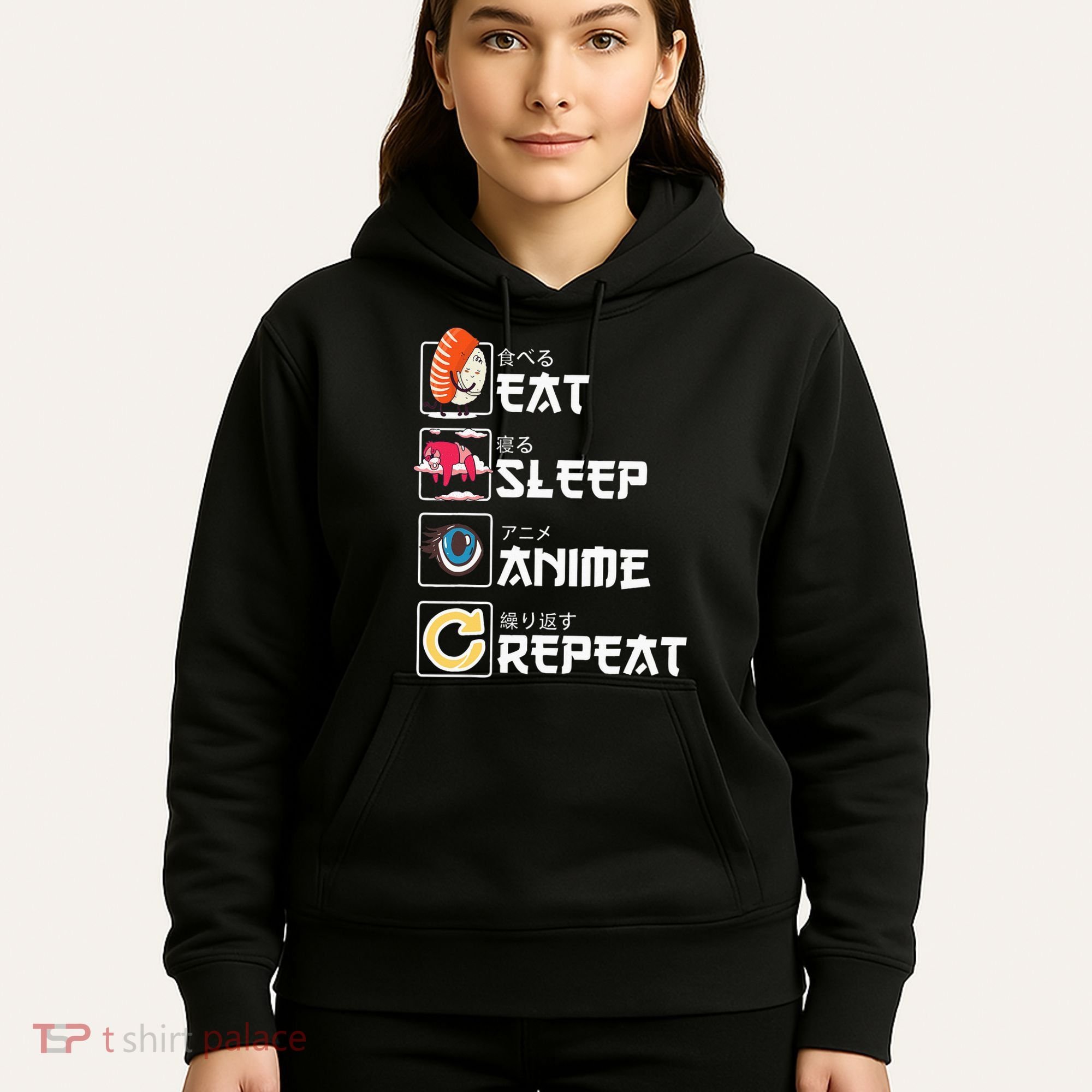 Kawaii Manga Sushi Eat Sleep Anime Repeat Cute Anime Hoodie