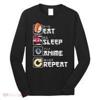 Kawaii Manga Sushi Eat Sleep Anime Repeat Cute Anime Long Sleeve Shirt thumb 0