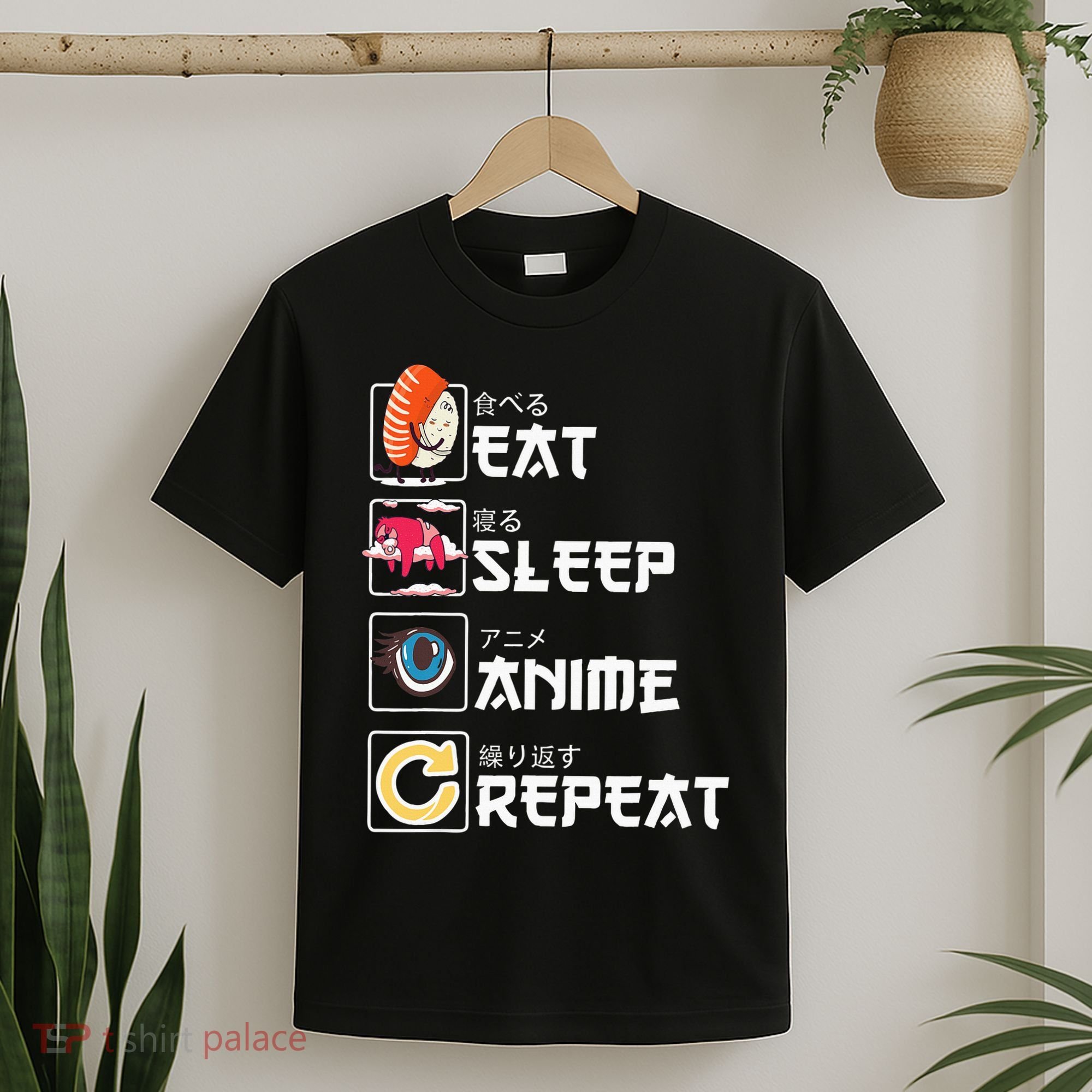 Kawaii Manga Sushi Eat Sleep Anime Repeat Cute Anime T-Shirt