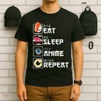 Kawaii Manga Sushi Eat Sleep Anime Repeat Cute Anime T-Shirt thumb 6