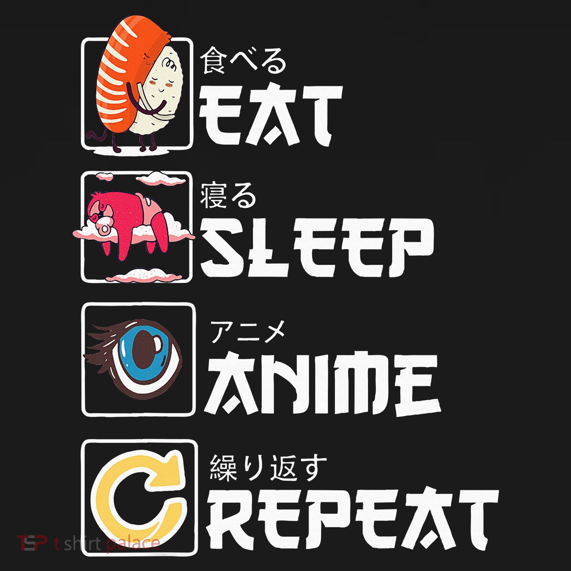 Kawaii Manga Sushi Eat Sleep Anime Repeat Cute Anime Backpack