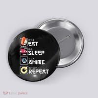 Kawaii Manga Sushi Eat Sleep Anime Repeat Cute Anime Button thumb 0