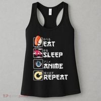 Kawaii Manga Sushi Eat Sleep Anime Repeat Cute Anime Women's Tank Top thumb 3