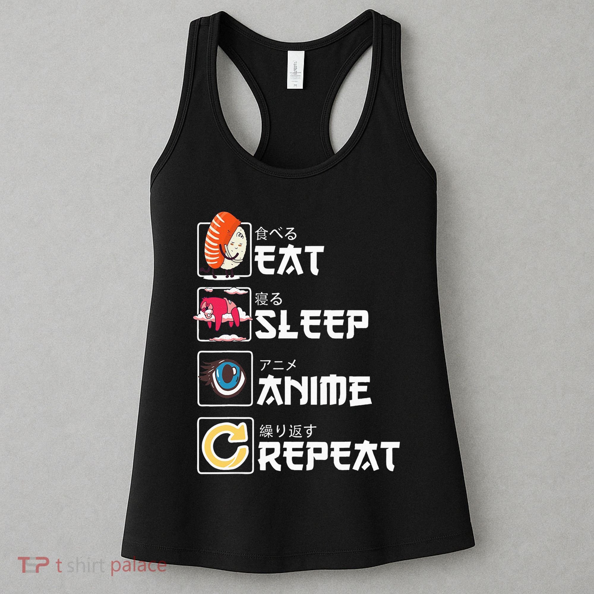 Kawaii Manga Sushi Eat Sleep Anime Repeat Cute Anime Women's Tank Top