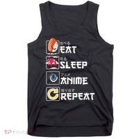 Kawaii Manga Sushi Eat Sleep Anime Repeat Cute Anime Tank Top thumb 0