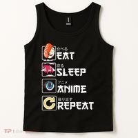 Kawaii Manga Sushi Eat Sleep Anime Repeat Cute Anime Tank Top thumb 2