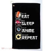 Kawaii Manga Sushi Eat Sleep Anime Repeat Cute Anime Golf Towel thumb 0