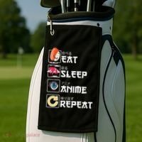 Kawaii Manga Sushi Eat Sleep Anime Repeat Cute Anime Golf Towel thumb 2