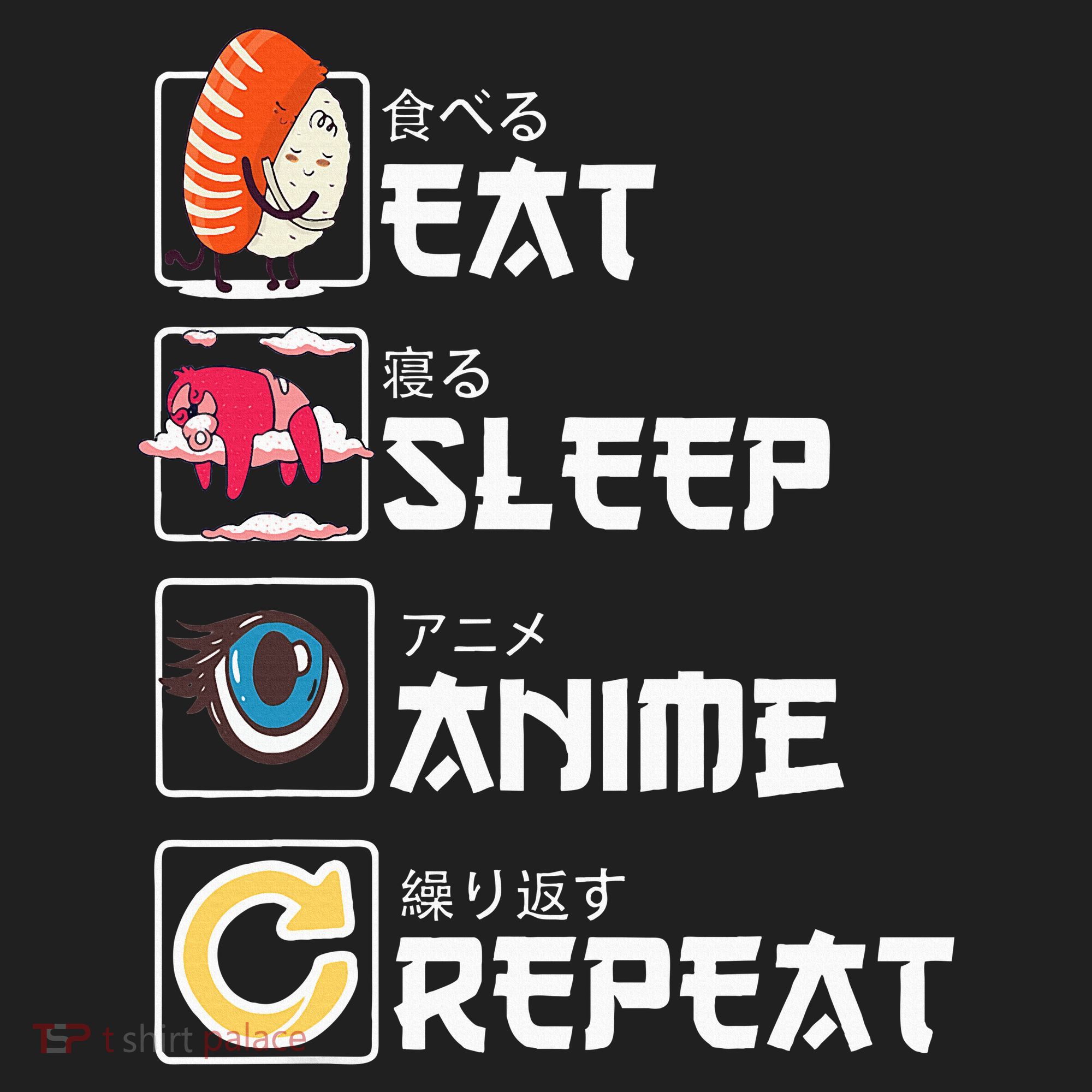 Kawaii Manga Sushi Eat Sleep Anime Repeat Cute Anime Golf Towel