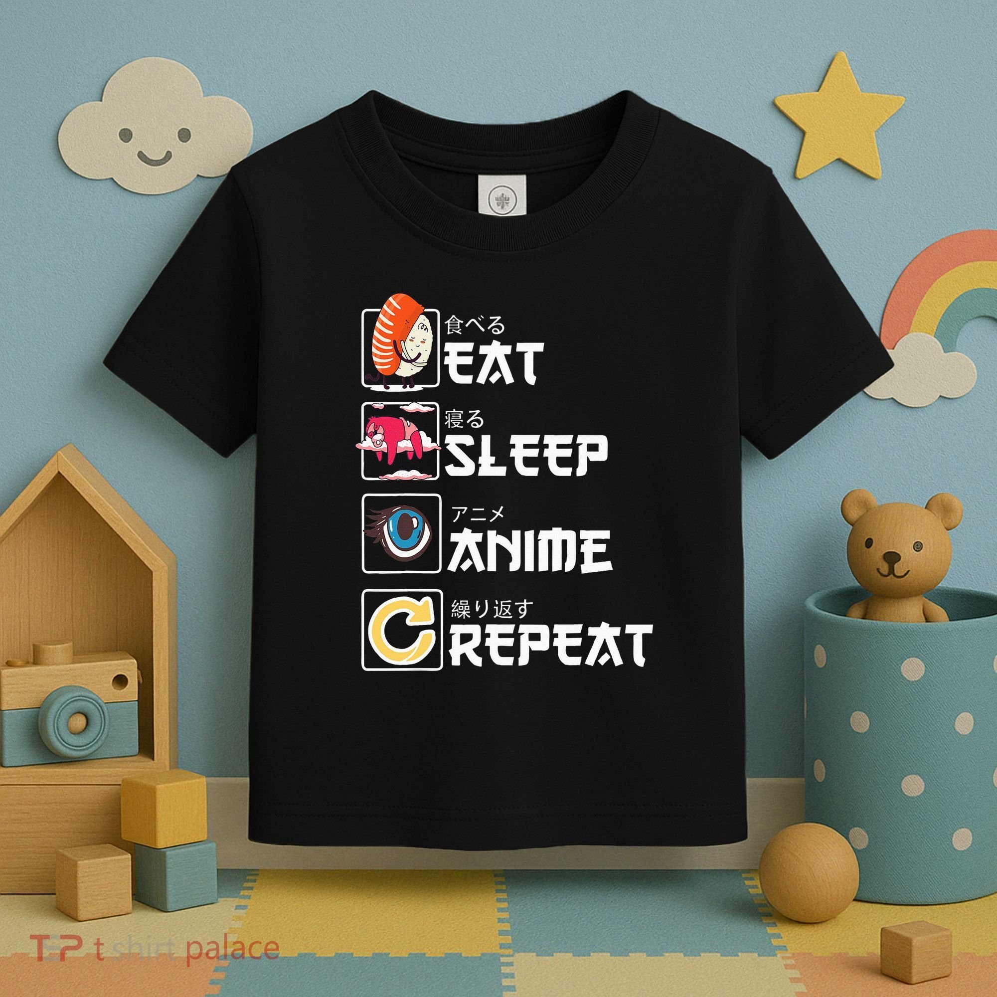 Kawaii Manga Sushi Eat Sleep Anime Repeat Cute Anime Toddler T-Shirt