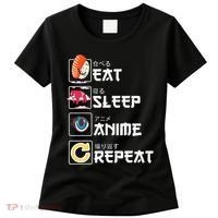 Kawaii Manga Sushi Eat Sleep Anime Repeat Cute Anime Women's T-Shirt thumb 0