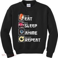 Kawaii Manga Sushi Eat Sleep Anime Repeat Cute Anime Kids Sweatshirt thumb 0