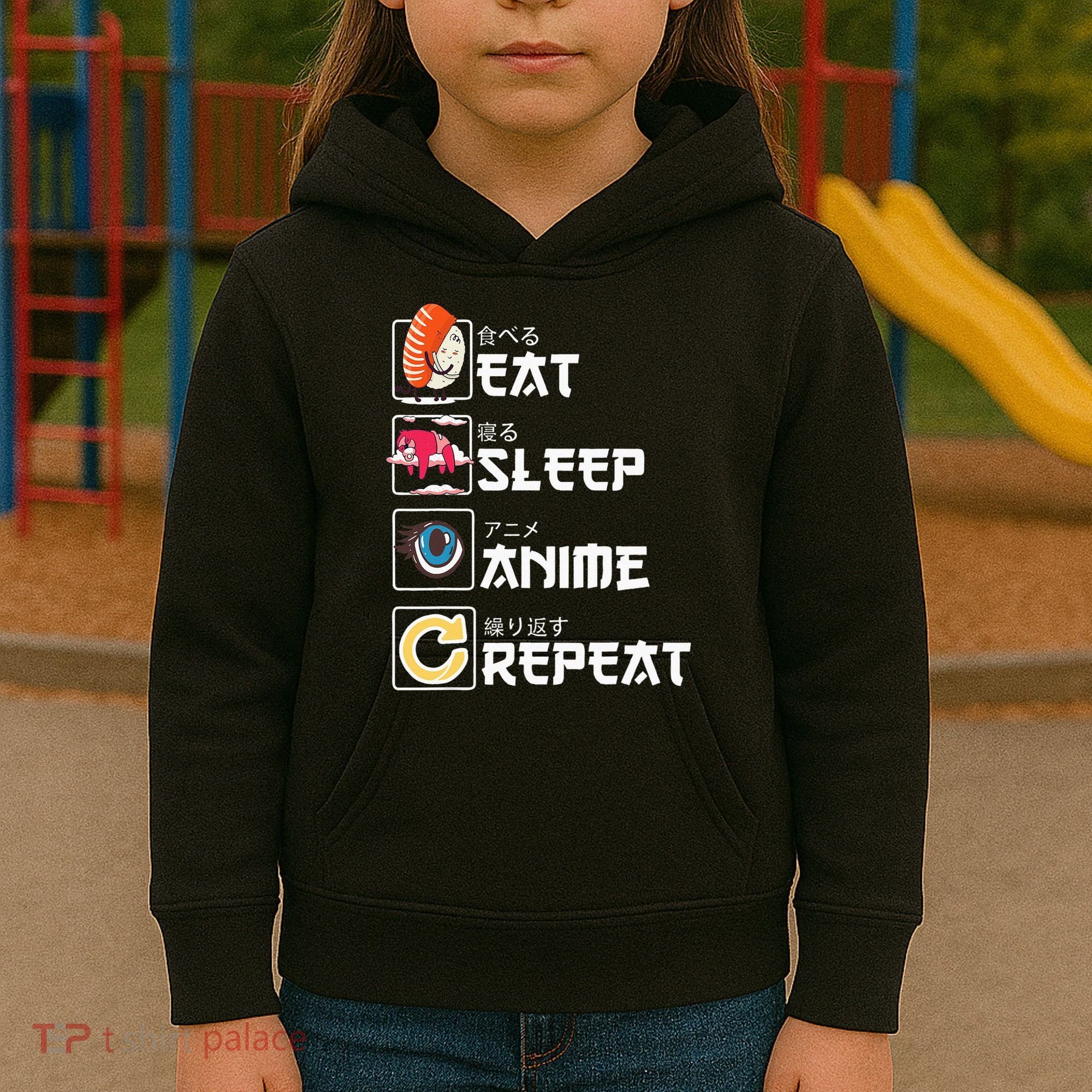 Kawaii Manga Sushi Eat Sleep Anime Repeat Cute Anime Kids Hoodie