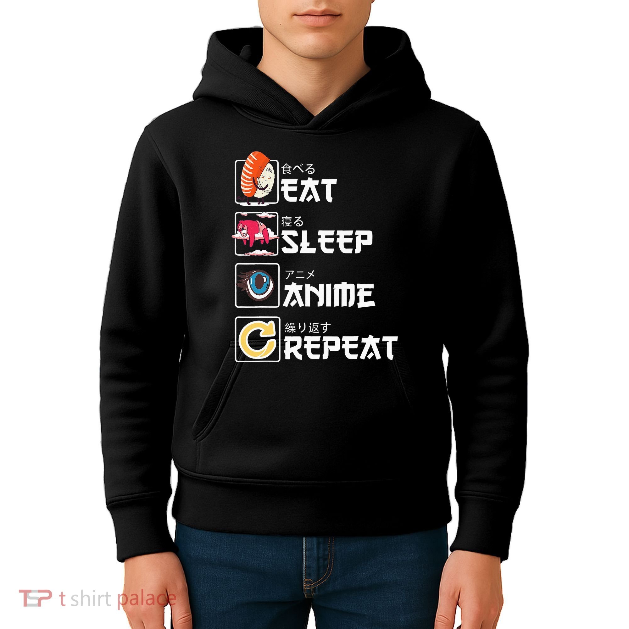 Kawaii Manga Sushi Eat Sleep Anime Repeat Cute Anime Kids Hoodie