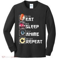 Kawaii Manga Sushi Eat Sleep Anime Repeat Cute Anime Kids Long Sleeve Shirt thumb 0