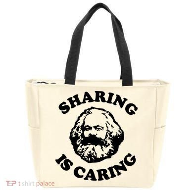 Karl Marx Sharing Is Caring Tote Bag