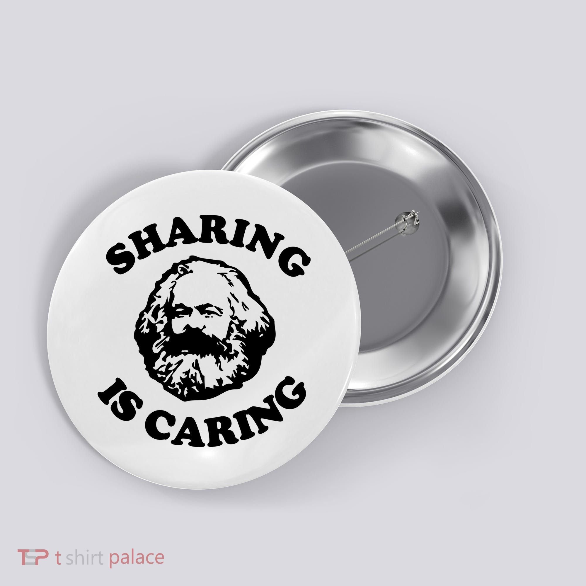 Karl Marx Sharing Is Caring Button