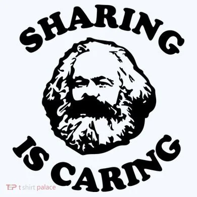 Karl Marx Sharing Is Caring Button