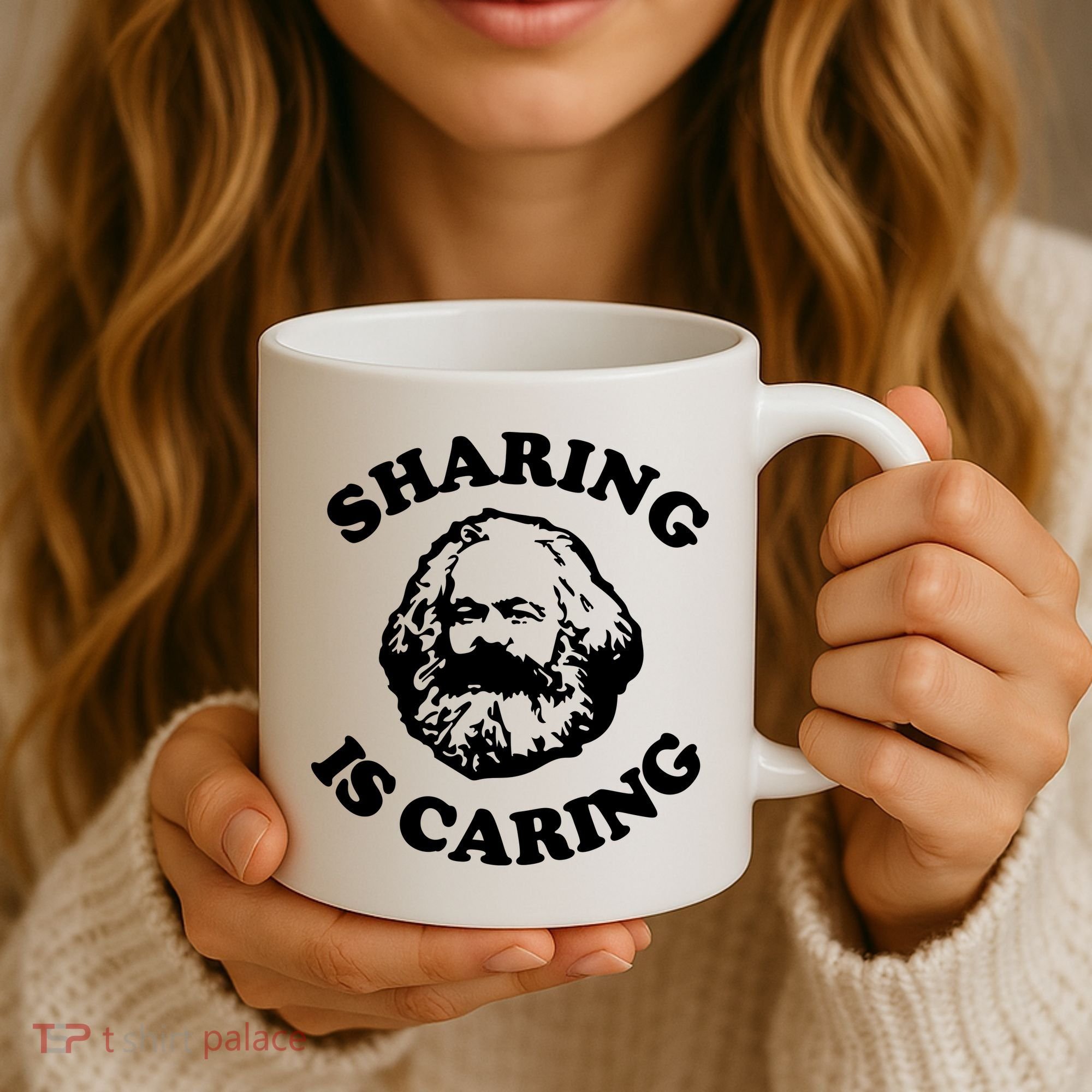 Karl Marx Sharing Is Caring Coffee Mug