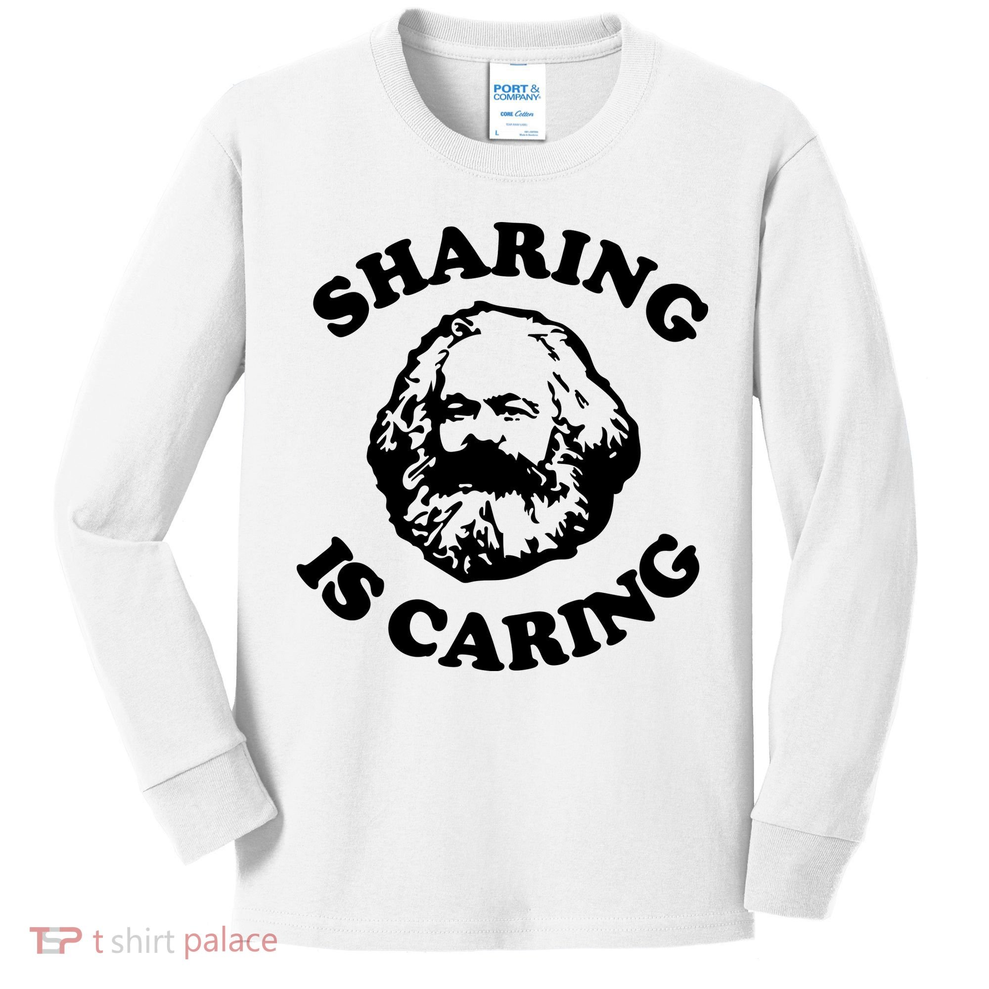 Karl Marx Sharing Is Caring Kids Long Sleeve Shirt