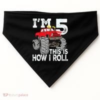 K.i.d.s Monster Trucks 5th Birthday Party Shirt Five Years USA-Made Doggie Bandana thumb 0