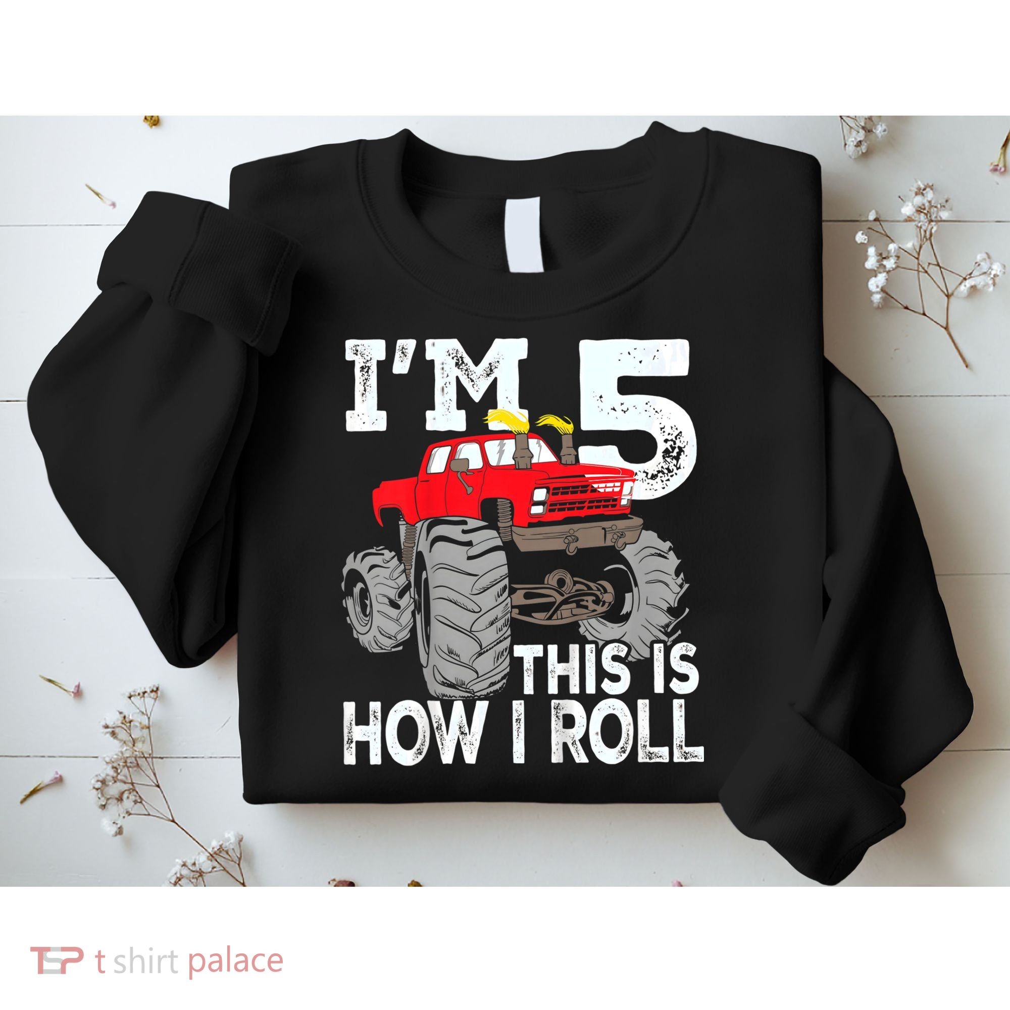 K.i.d.s Monster Trucks 5th Birthday Party Shirt Five Years Sweatshirt