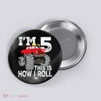 K.i.d.s Monster Trucks 5th Birthday Party Shirt Five Years Button thumb 0