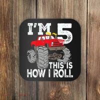 K.i.d.s Monster Trucks 5th Birthday Party Shirt Five Years Coaster thumb 0