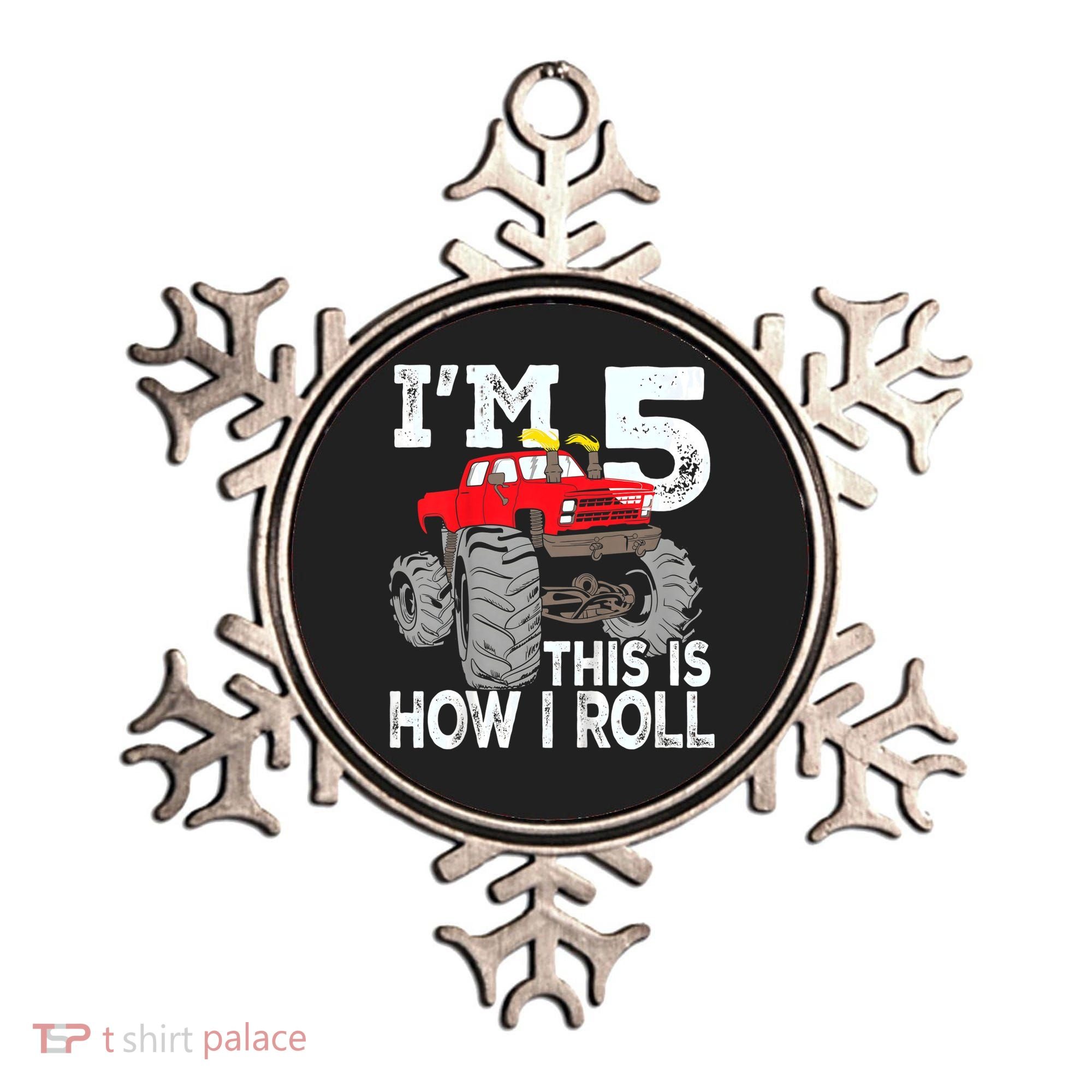 K.i.d.s Monster Trucks 5th Birthday Party Shirt Five Years Ornament