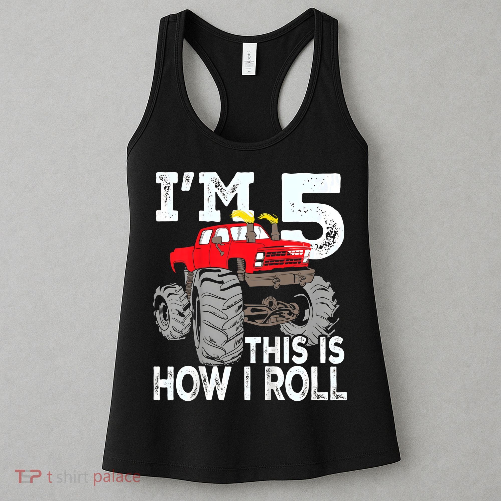 K.i.d.s Monster Trucks 5th Birthday Party Shirt Five Years Women's Tank Top