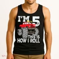 K.i.d.s Monster Trucks 5th Birthday Party Shirt Five Years Tank Top thumb 3