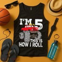 K.i.d.s Monster Trucks 5th Birthday Party Shirt Five Years Tank Top thumb 4