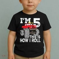 K.i.d.s Monster Trucks 5th Birthday Party Shirt Five Years Toddler T-Shirt thumb 2