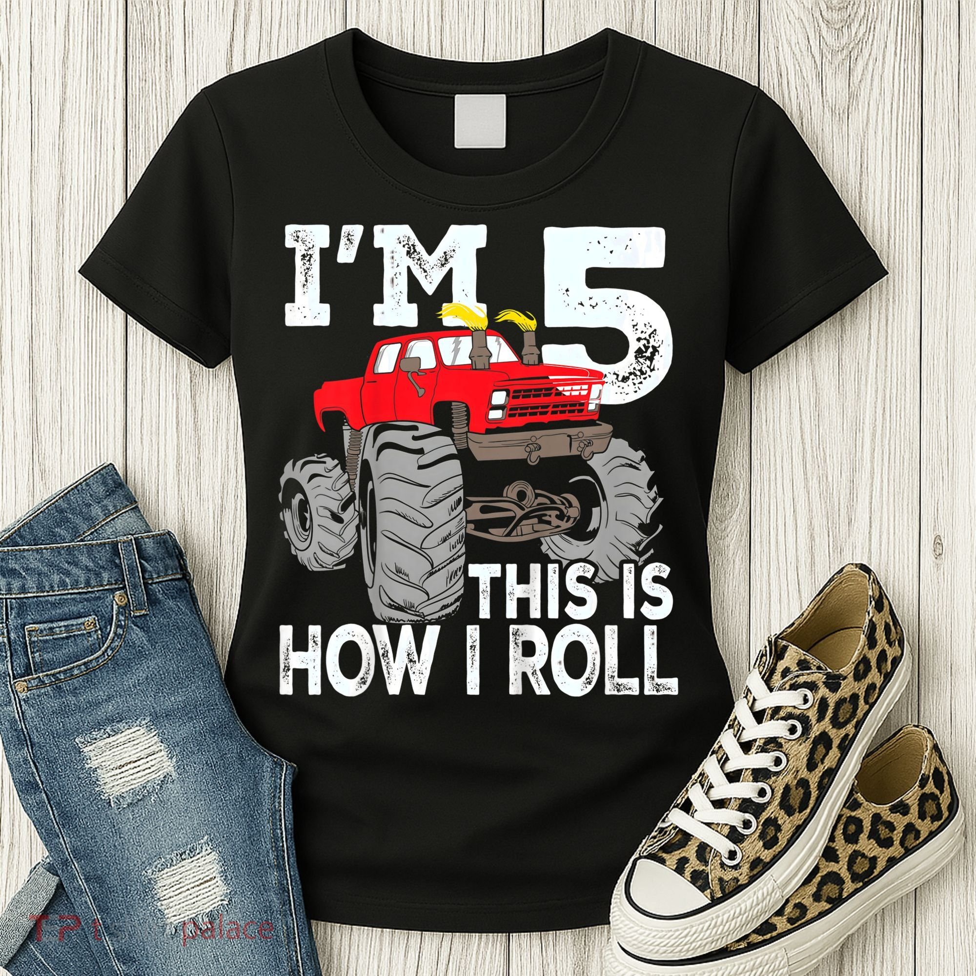 K.i.d.s Monster Trucks 5th Birthday Party Shirt Five Years Women's T-Shirt