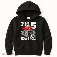 K.i.d.s Monster Trucks 5th Birthday Party Shirt Five Years Kids Hoodie thumb 0