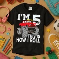 K.i.d.s Monster Trucks 5th Birthday Party Shirt Five Years Kids T-Shirt thumb 3