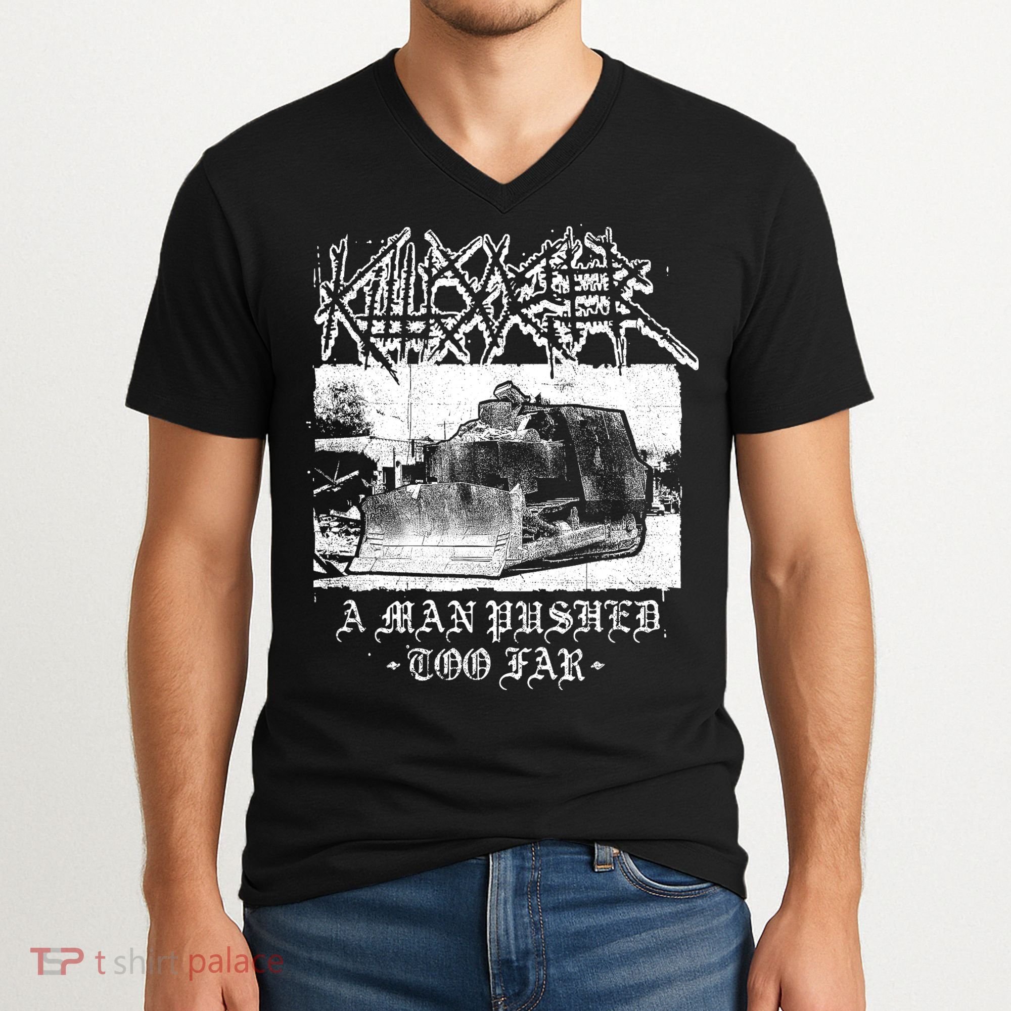 Killdozer Modified Tank Bulldozer V-Neck T-Shirt