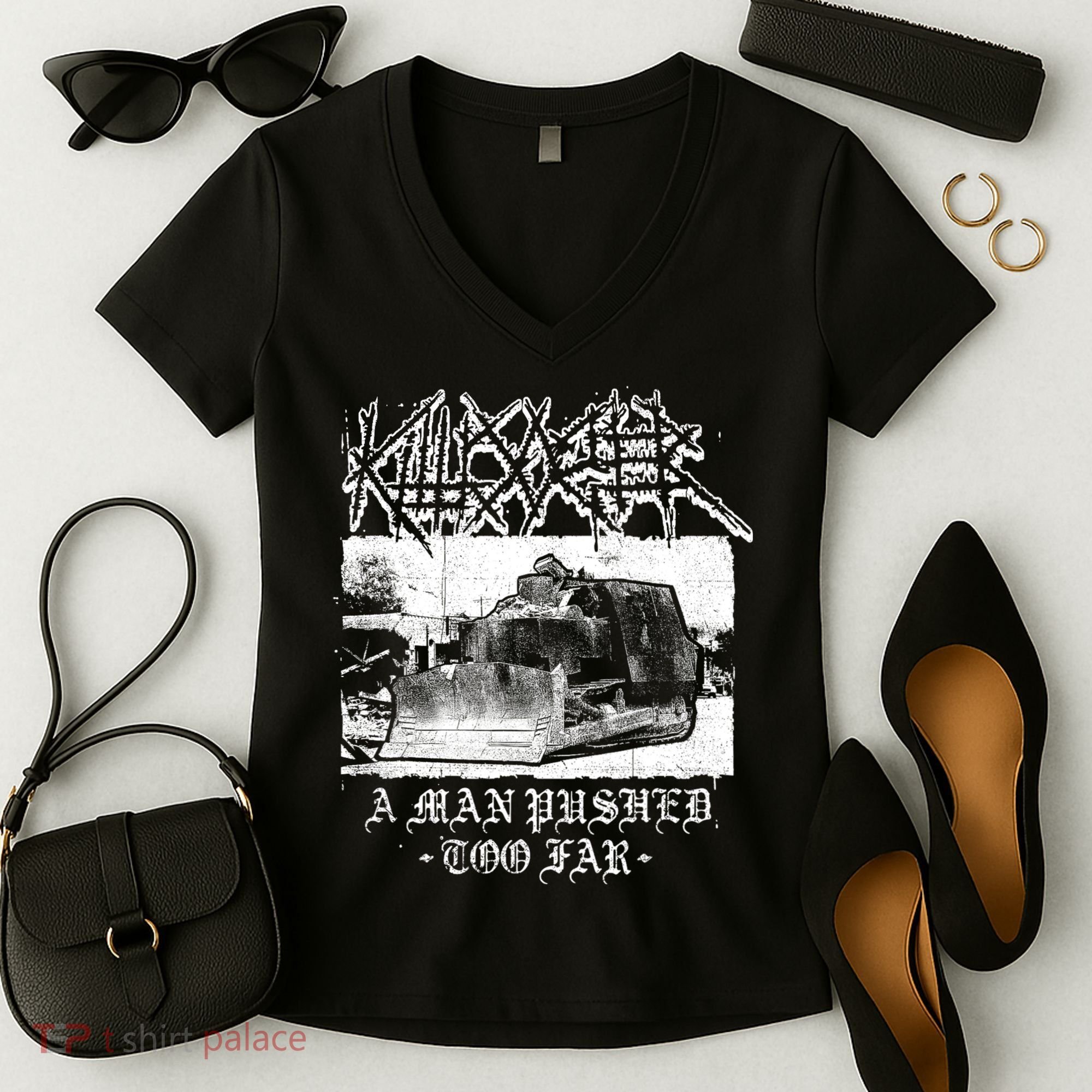 Killdozer Modified Tank Bulldozer Women's V-Neck T-Shirt