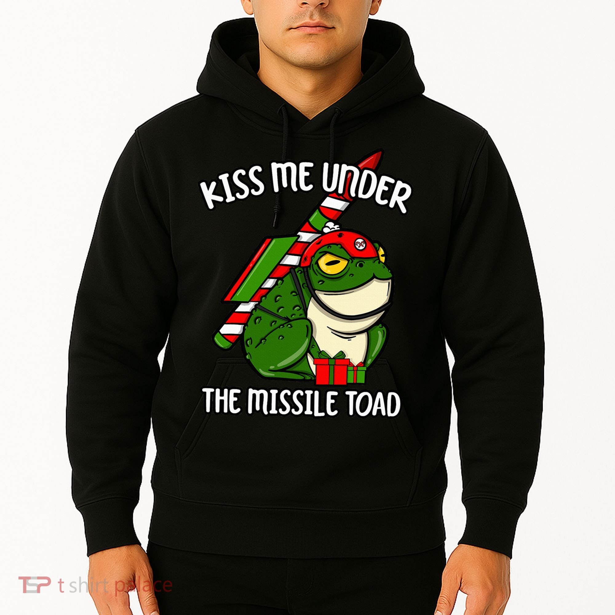 K.iss Me Under The Missile Toad Funny Christmas Holiday Joke Hoodie
